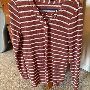 Striped Rust Red and White Sweater
